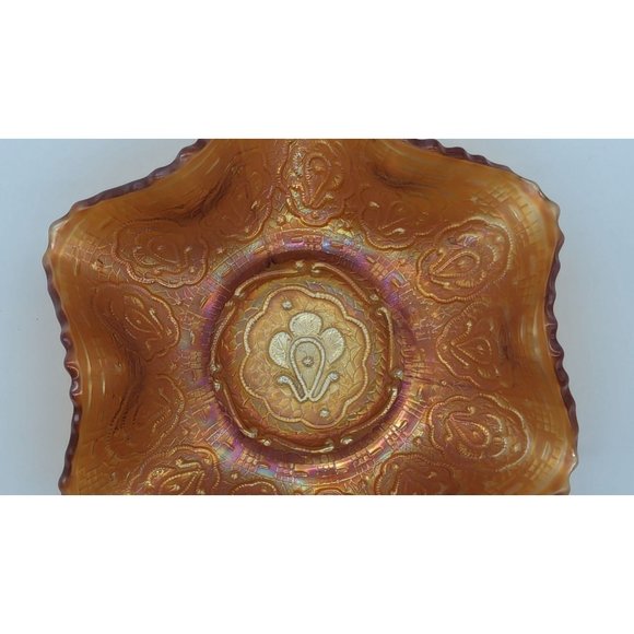 Vintage Fenton persian medallion small carnival glass dish rare marigold - Picture 2 of 16